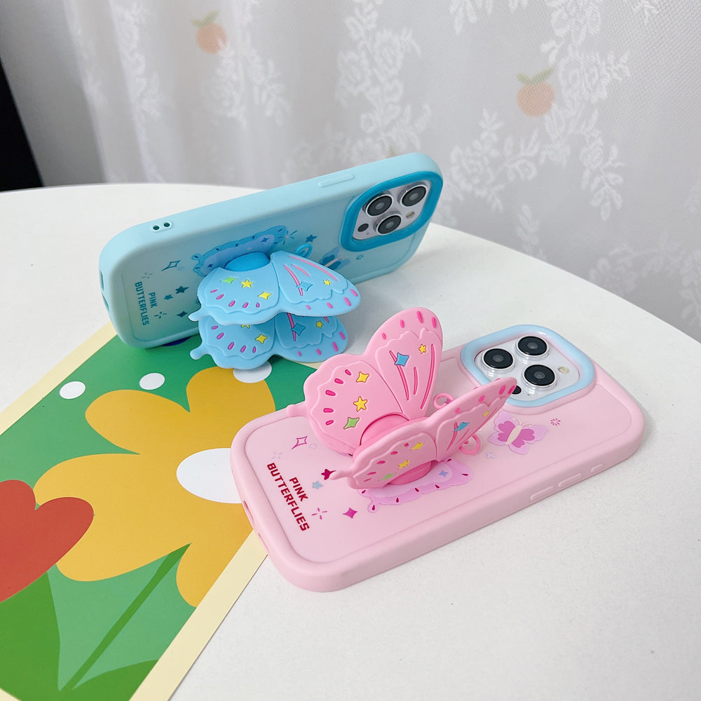 Butterfly Folding Wings Stand Silicone Soft Case - iPhone 12 Pro