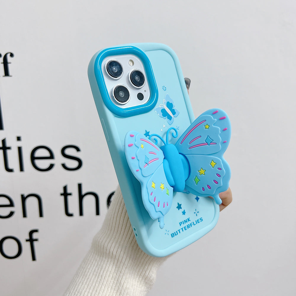 Butterfly Folding Wings Stand Silicone Soft Case - iPhone 12 Pro