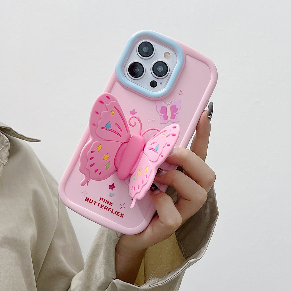 Butterfly Folding Wings Stand Silicone Soft Case - iPhone 13