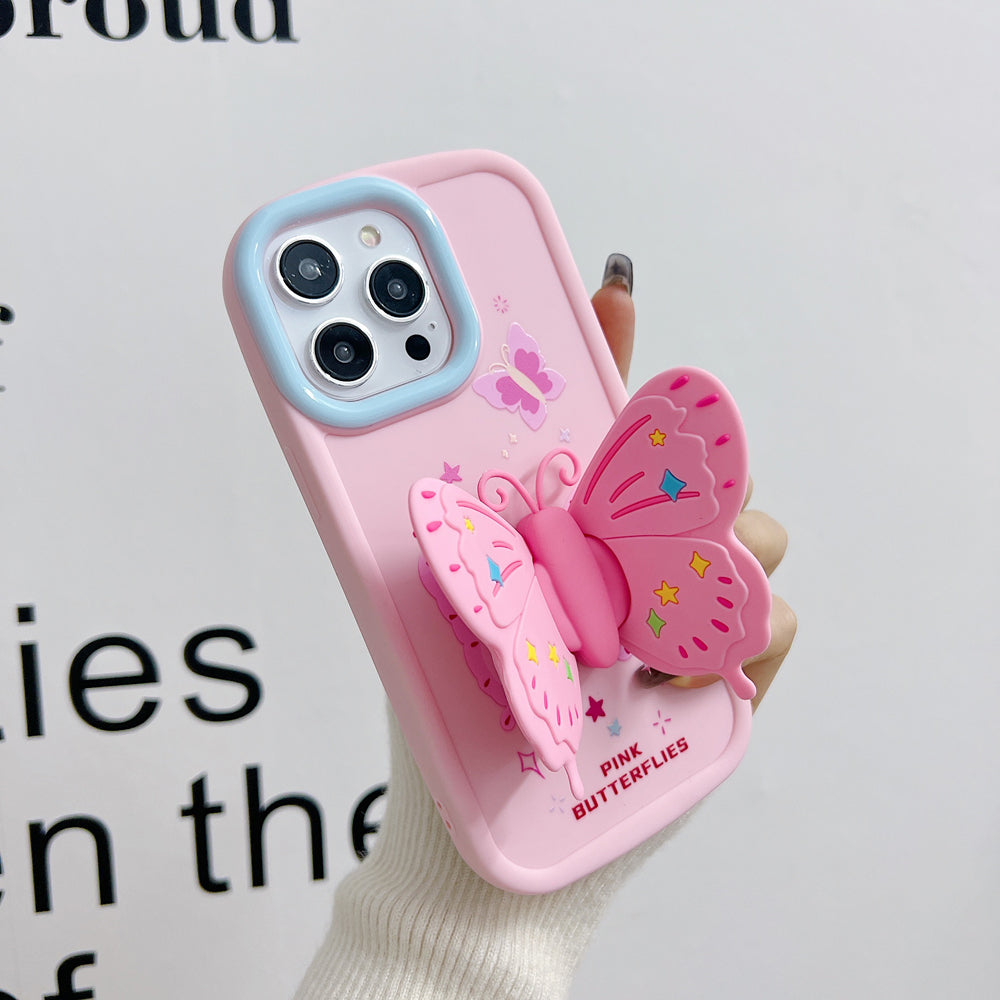 Butterfly Folding Wings Stand Silicone Soft Case - iPhone 13