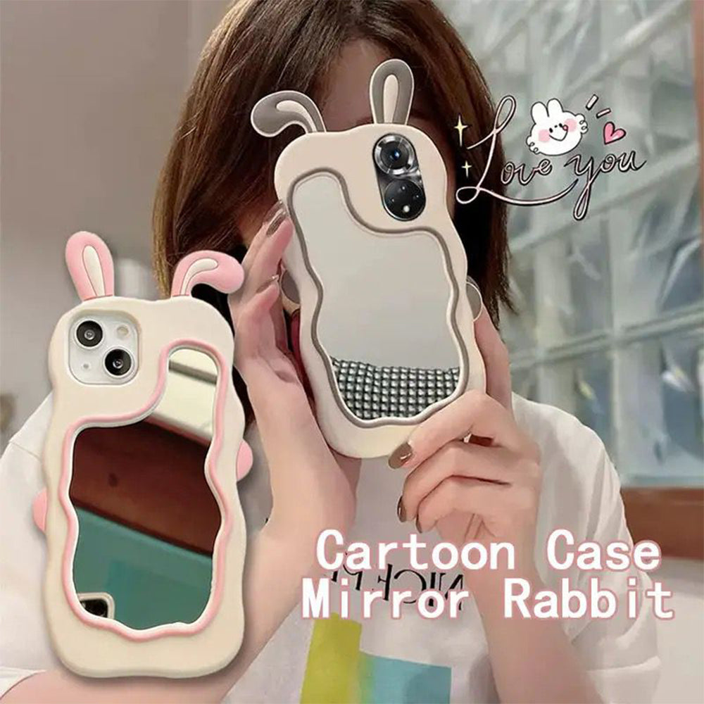 Silicone Mirror Cute Rabbit Design Cover - iPhone 14