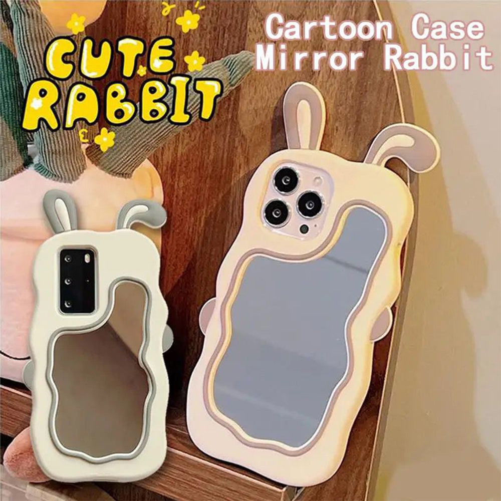 Silicone Mirror Cute Rabbit Design Cover - iPhone 14