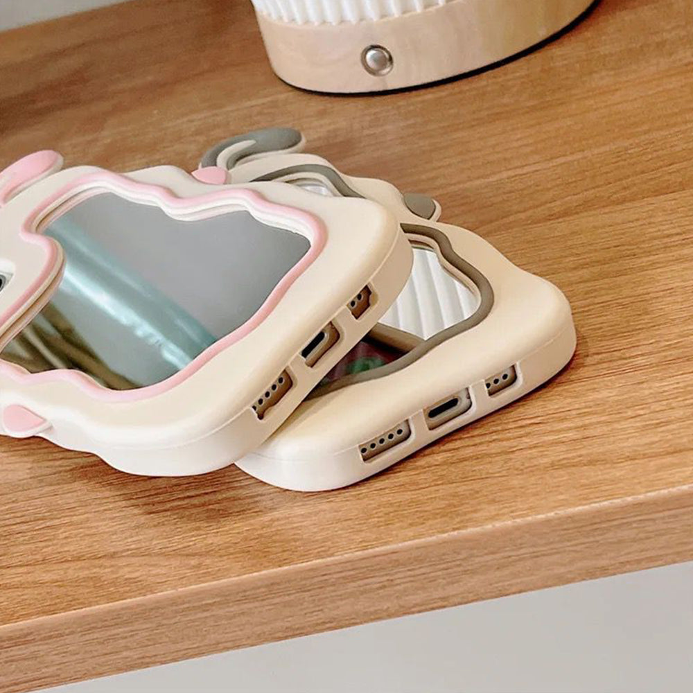 Silicone Mirror Cute Rabbit Design Cover - iPhone 14