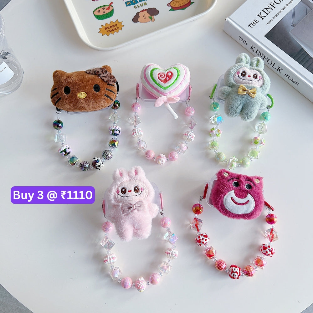 Soft Toy Flip Mirror Universal Stand with Crystal Bracelet