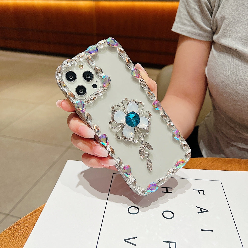 Sunflower Diamond Border Transparent Phone Case - iPhone 13 Pro Max