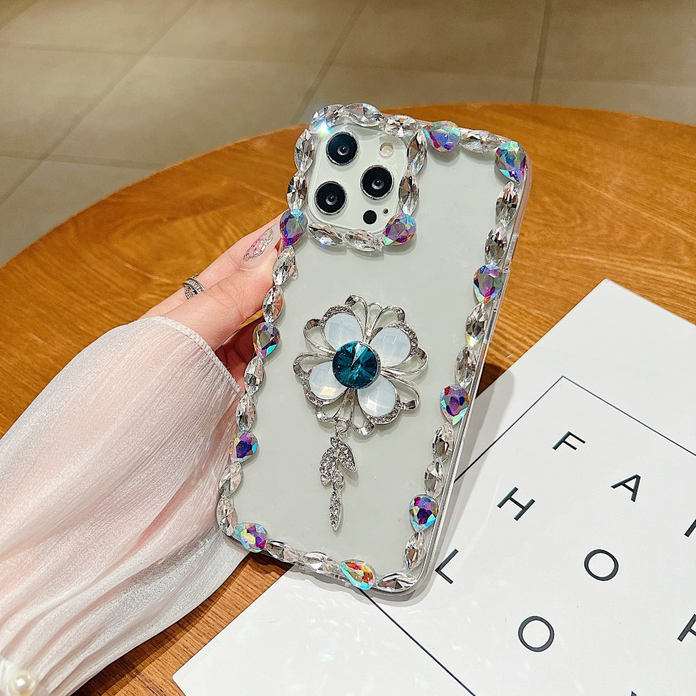 Sunflower Diamond Border Transparent Phone Case - iPhone 13 Pro