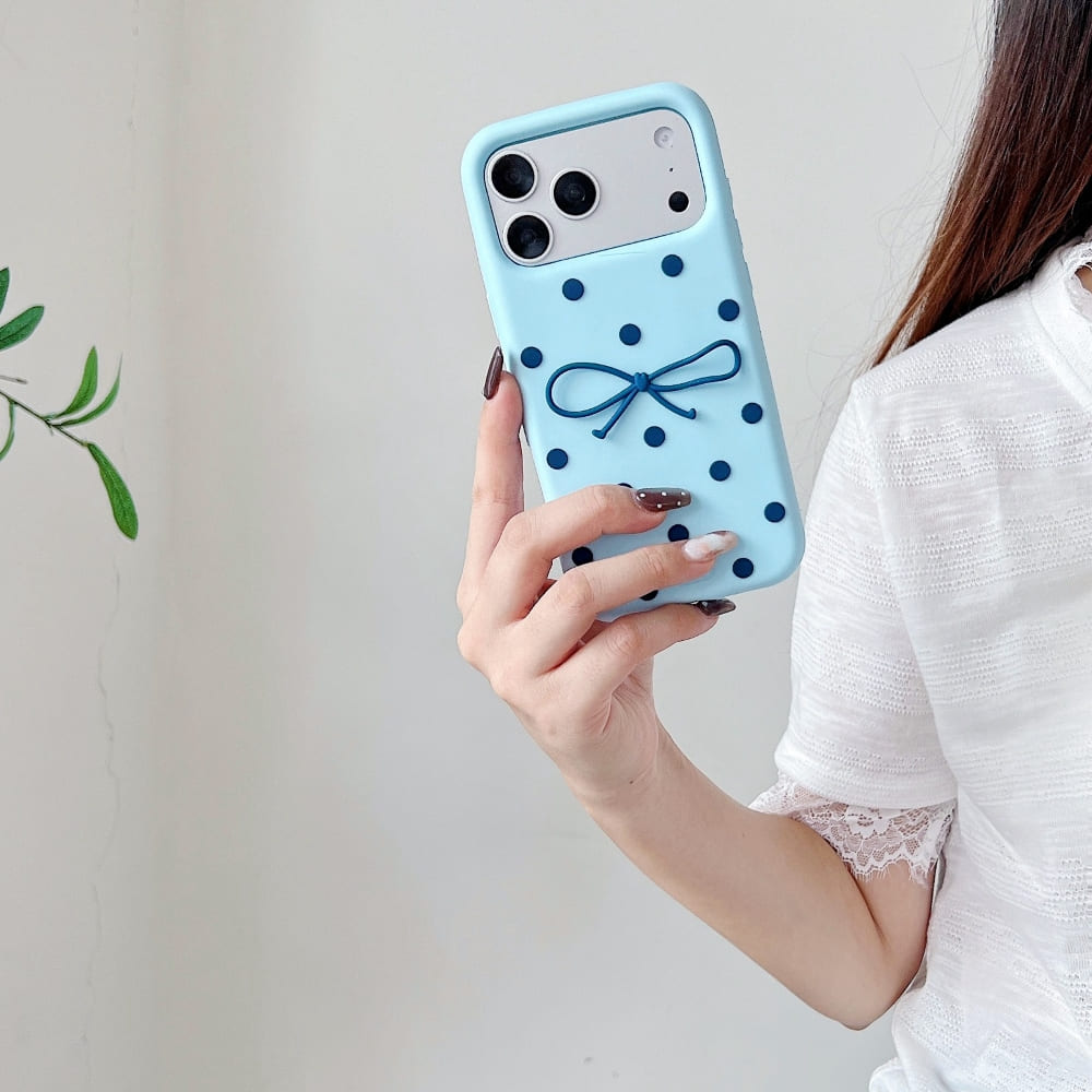 Sweetheart Ribbon and Dots Delight Silicone Phone Case