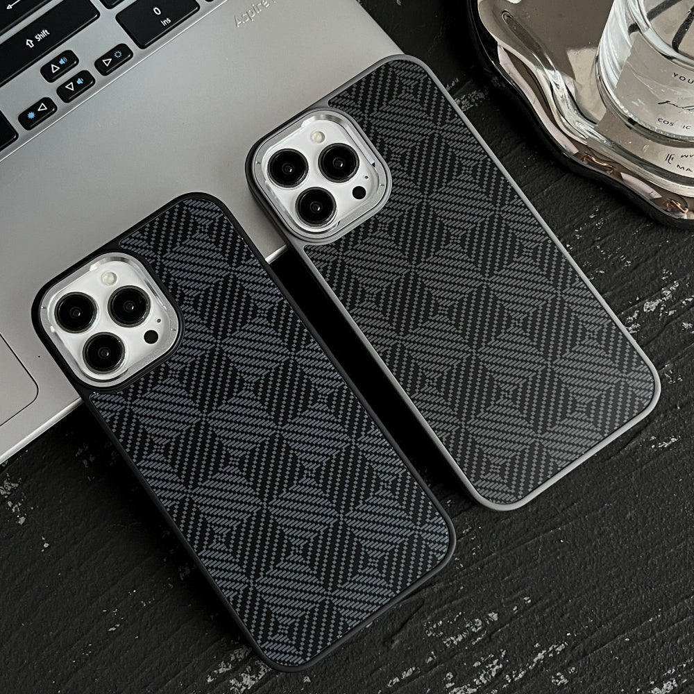 Synthetic Fiber Grid Texture PC (Hard) Phone Case - iPhone 14