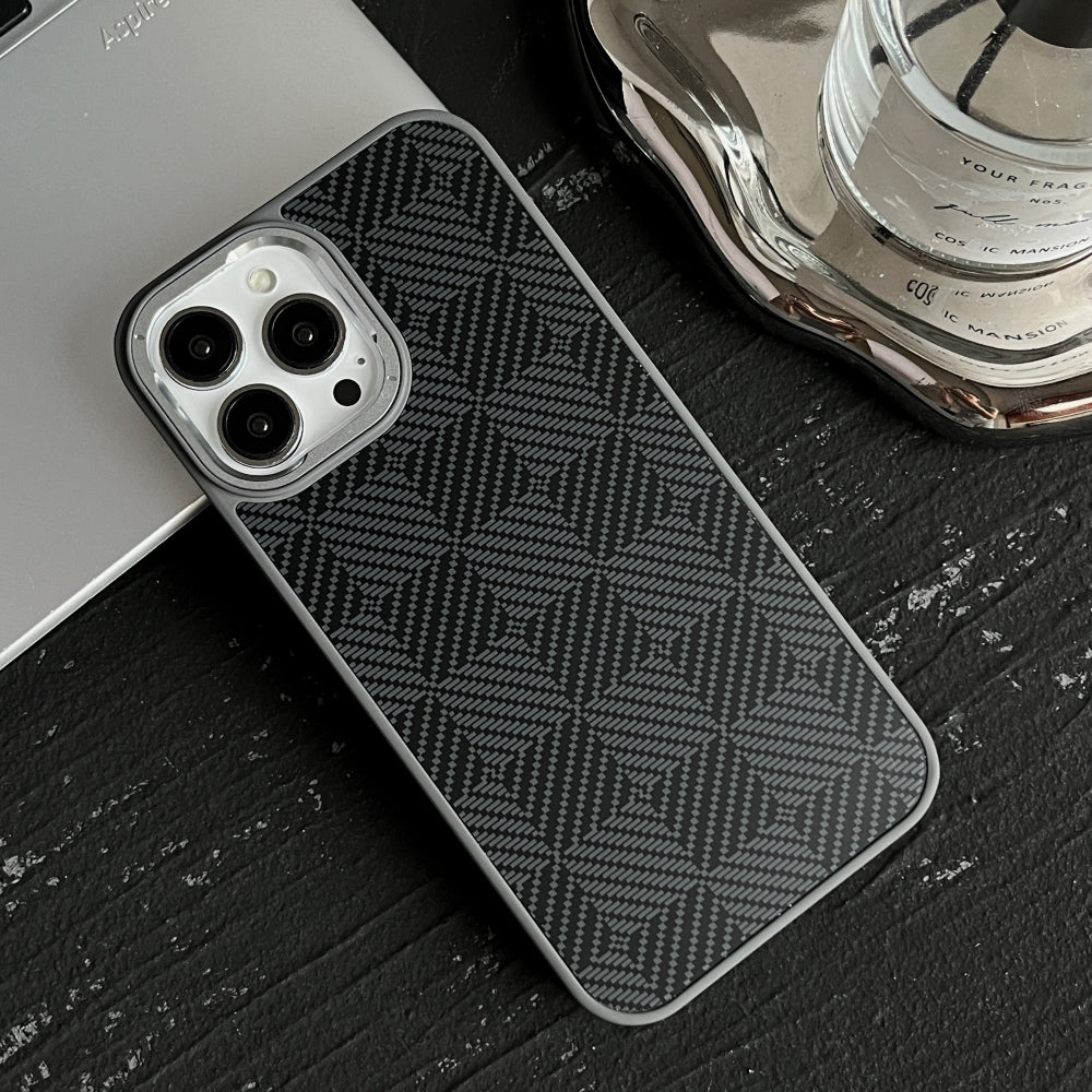 Synthetic Fiber Grid Texture PC (Hard) Phone Case - iPhone 13 Pro Max