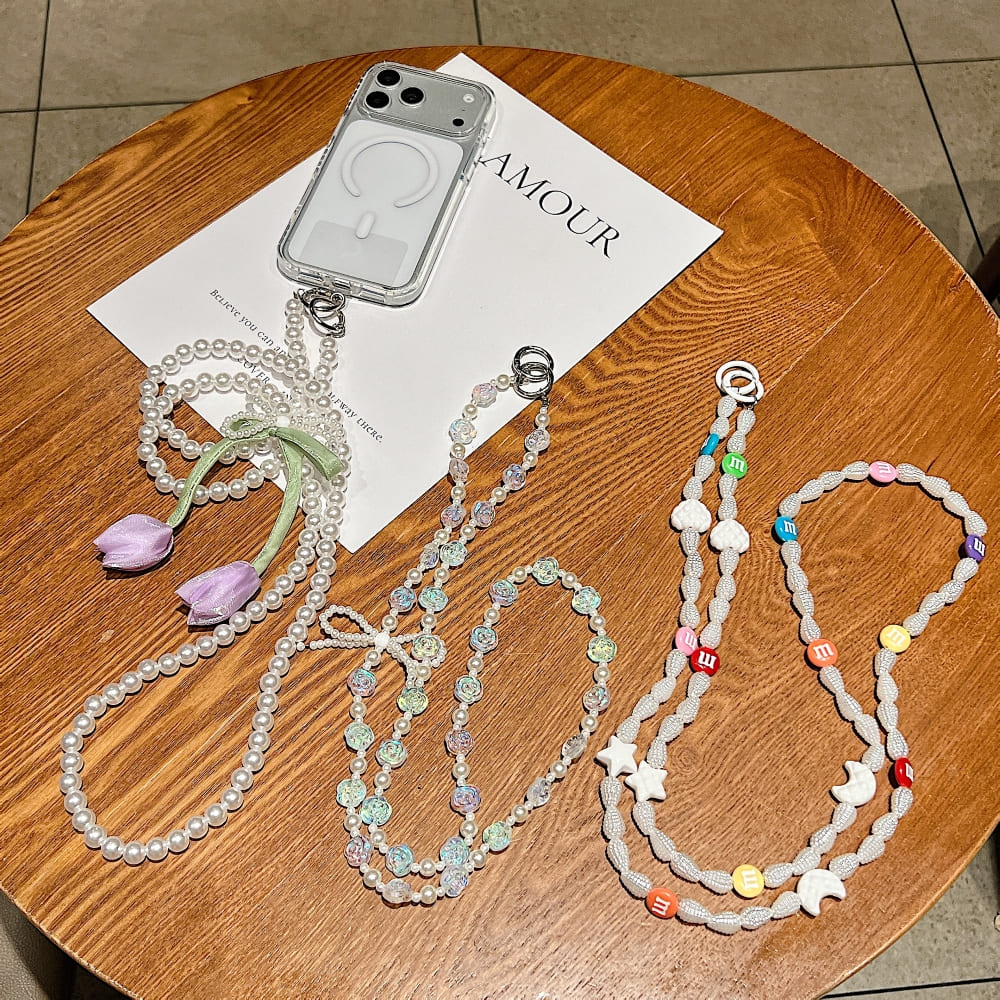 Tulip Pearl MoonStar Bead Phone Chain | Phone Strap
