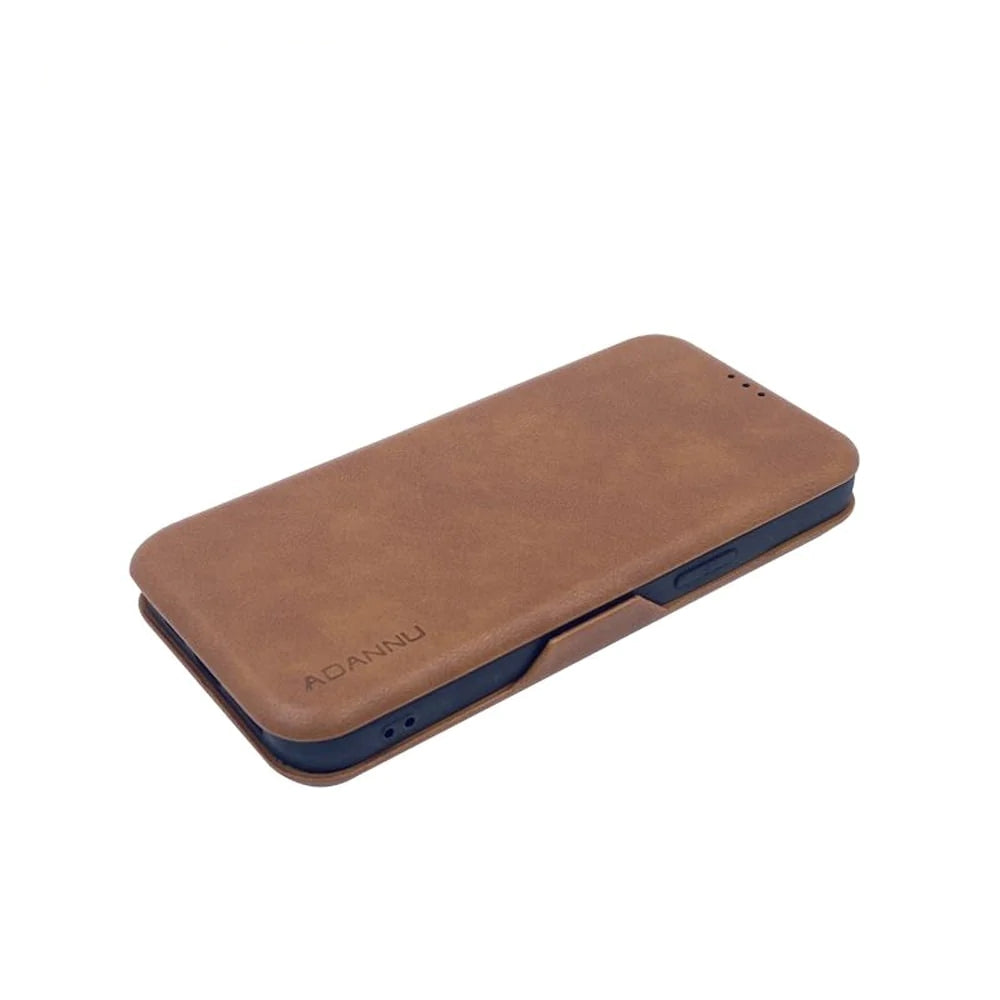 Vintage Leather Magnetic Flip Case with Card Slot - Samsung M15
