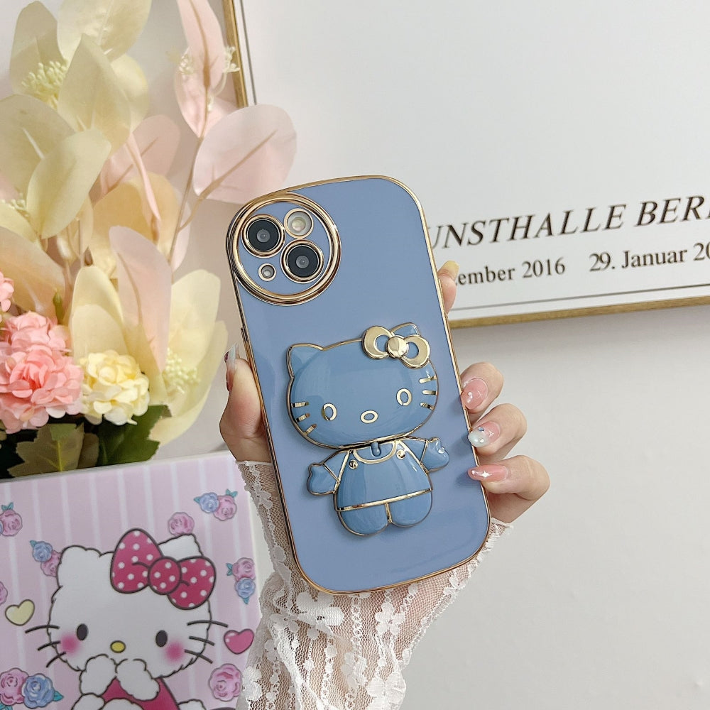 Rotated Kitty Mirror Stand Luxury Electroplated Cover - iPhone 12 Pro Max